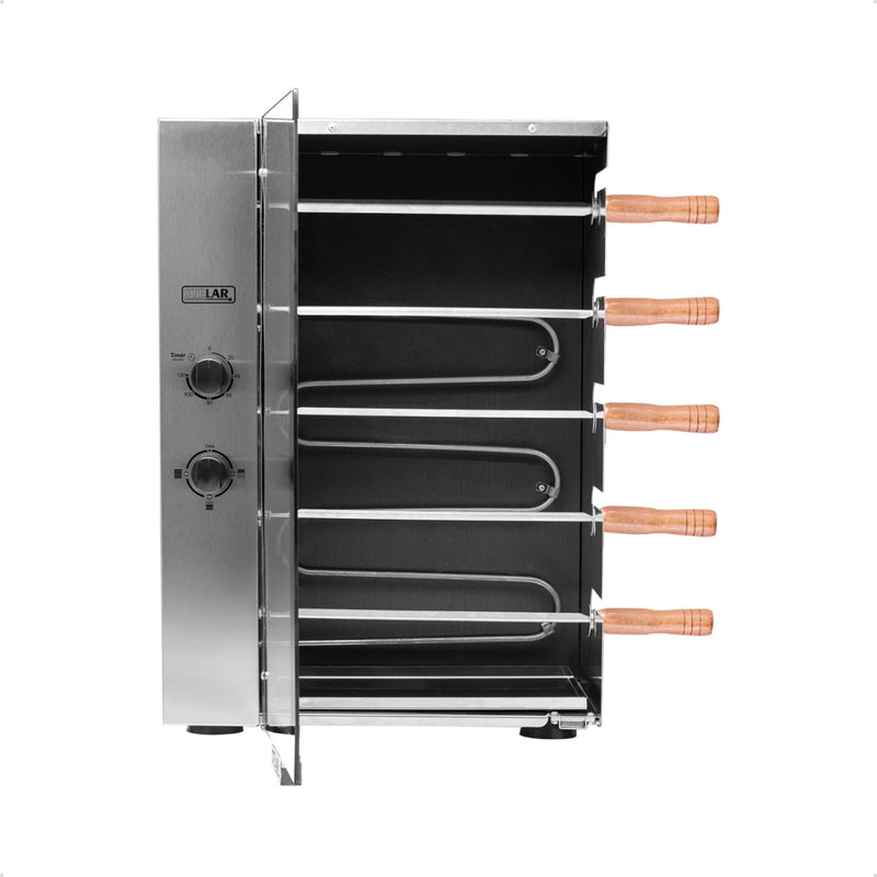 Churrasqueira Elétrica Rotativa Bivolt De 5 Espetos Inox