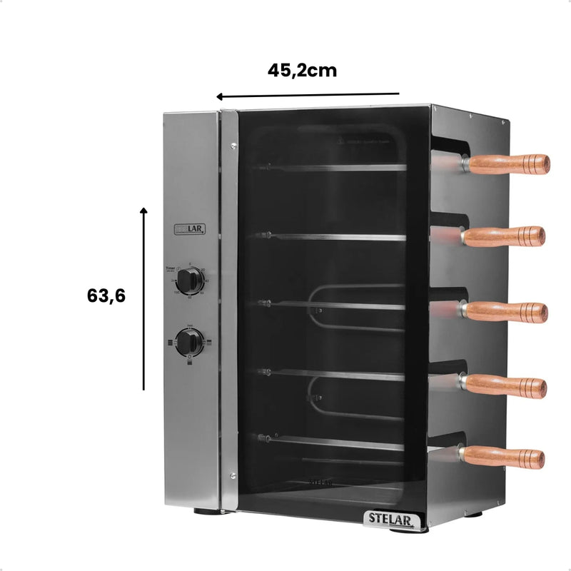 Churrasqueira Elétrica Rotativa Bivolt De 5 Espetos Inox